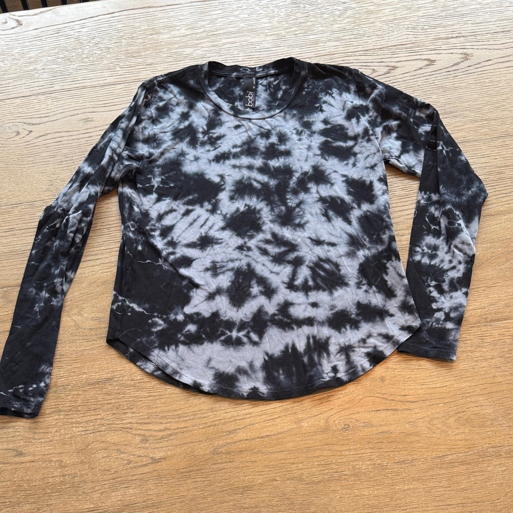bobi Navy & Gray Tie-Dye Long Sleeve Crewneck